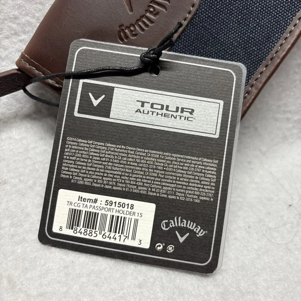 Callaway Passport Holder NWT Leather Cotton RFID Protector Travel Wallet
